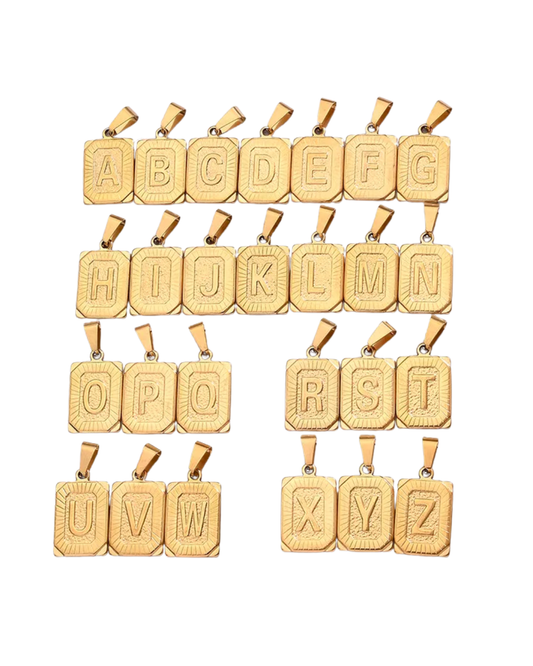 Textured Gold Initial Necklace