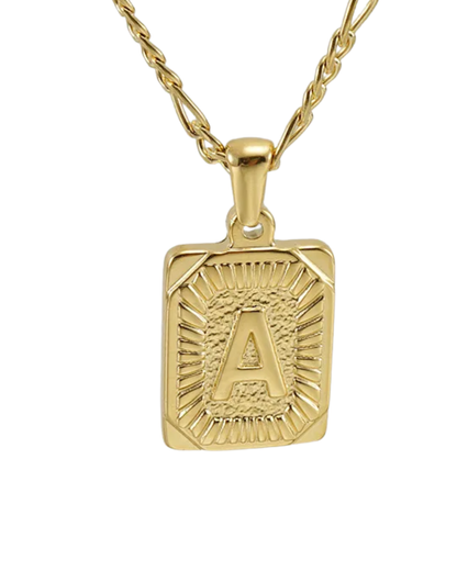 Textured Gold Initial Necklace